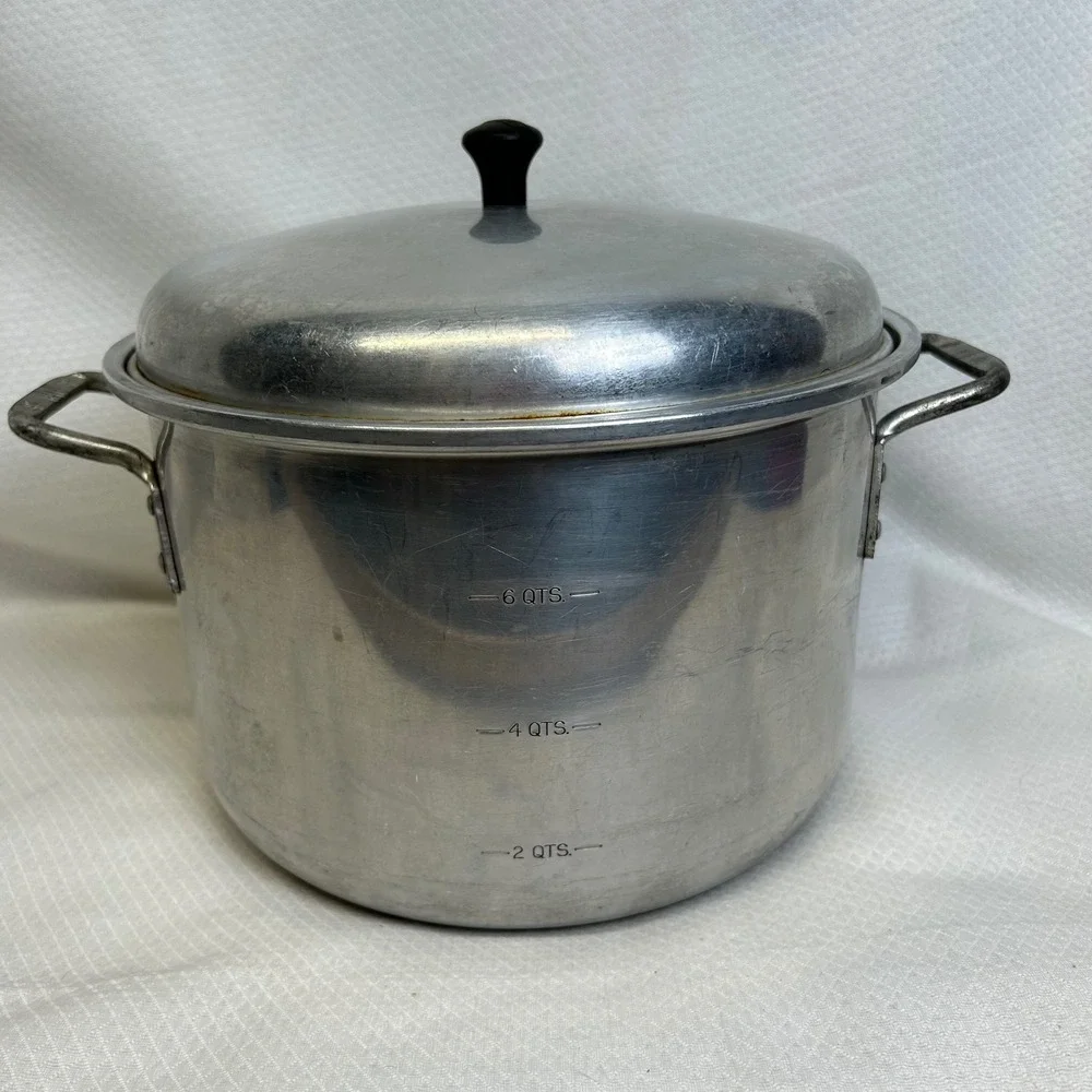 Vintage Wear-Ever Aluminum 6 Quart Stock Pot No 1988 with Lid Made in USA